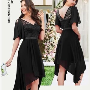 NWT! BERYLOVE Black Cocktail Flutter Sleeve Dress